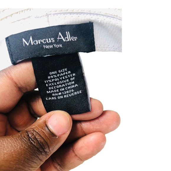 8993 Marcus Adler white Packable Floppy Sun Hat Beach o/s scarf trim wide brim - Picture 4 of 4